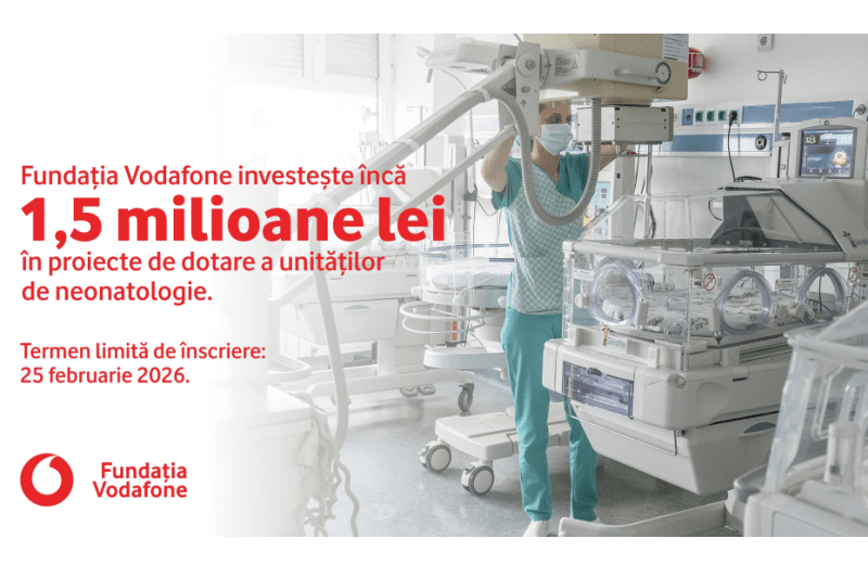În a patra etapă a Fondului Viață pentru Nou-Născuți, Fundația Vodafone investește încă 1,5 milioane de lei în dotarea unităților de neonatologie din România