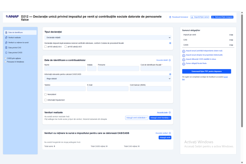 Declarația Unică 2026: ANAF a publicat formularul 212 pentru completare online direct în browser, privind PFA, crypto, chirii etc. S-a dat și ordinul ANAF cu procedura pentru Declarația Unică precompletată