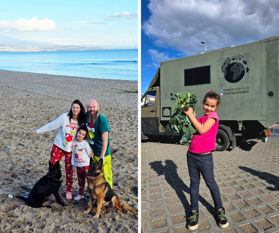Pe Dan, Sandra, Zelda, Zuka și Zazi diminețile îi găsesc pe plaje pustii. FOTO: Facebook Overlanders