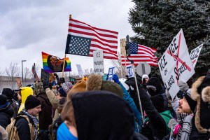 Protest în Minnesota față de acțiunile Serviciului american de imigrație (ICE), 19 ianuarie 2026. Foto: Jen Golbeck/SOPA Images / Shutterstock Editorial / Profimedia