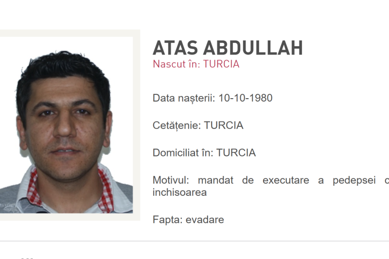 Om de afaceri turc condamnat după ce a ucis un polițist de la Rutieră, în 2015, căutat de Poliție. El a fost lăsat în permisie și nu s-a mai întors în penitenciar / Apel al autorităților către populație