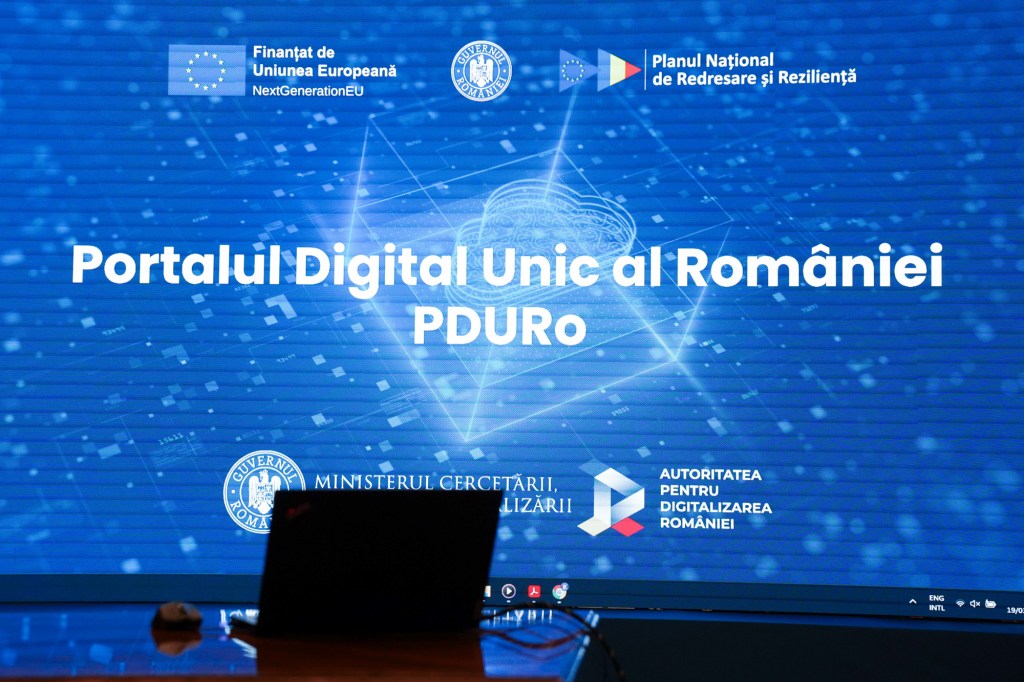 Ceremonia de semnare electronică a contractului de implementare a proiectului „Portalul Digital Unic al României”, București, 19 martie 2024. Inquam Photos/Saul Pop