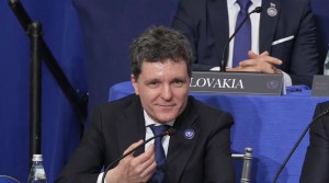 Nicușor Dan, în timpul discursului de la summitul Consiliului de Pace de la Washington. Captură foto: White House