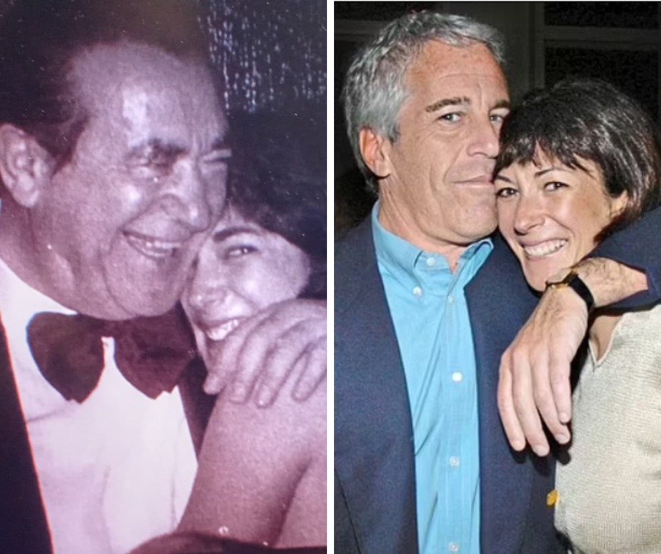 Ghislaine alături de tatăl ei (stânga) și partenerul ei, Jeffrey Epstein (dreapta). Această fotografie spune mai mult decât pare. Vorbește despre felul în care modelele de relație învățate în copilărie pot influența alegerile de mai târziu – inclusiv felul în care recunoaștem sau tolerăm dezechilibrul de putere. SURSA: captură foto Netflix