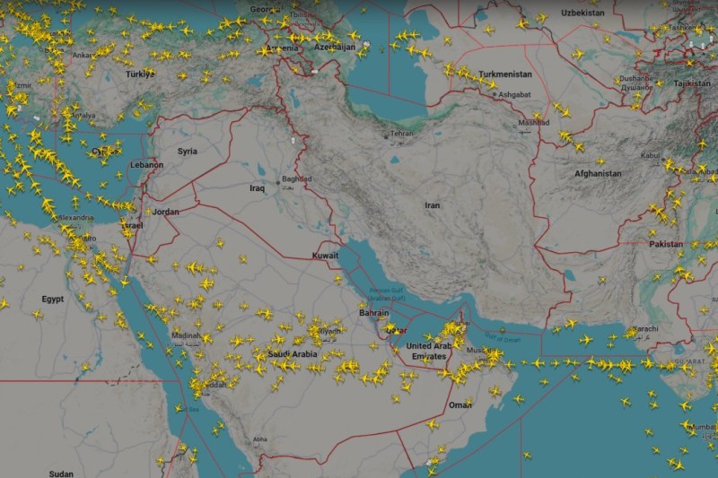 Spațiul aerian de deasupra Iranului și Irakului, sâmbătă dimineață Foto: Flight Radar / X.com