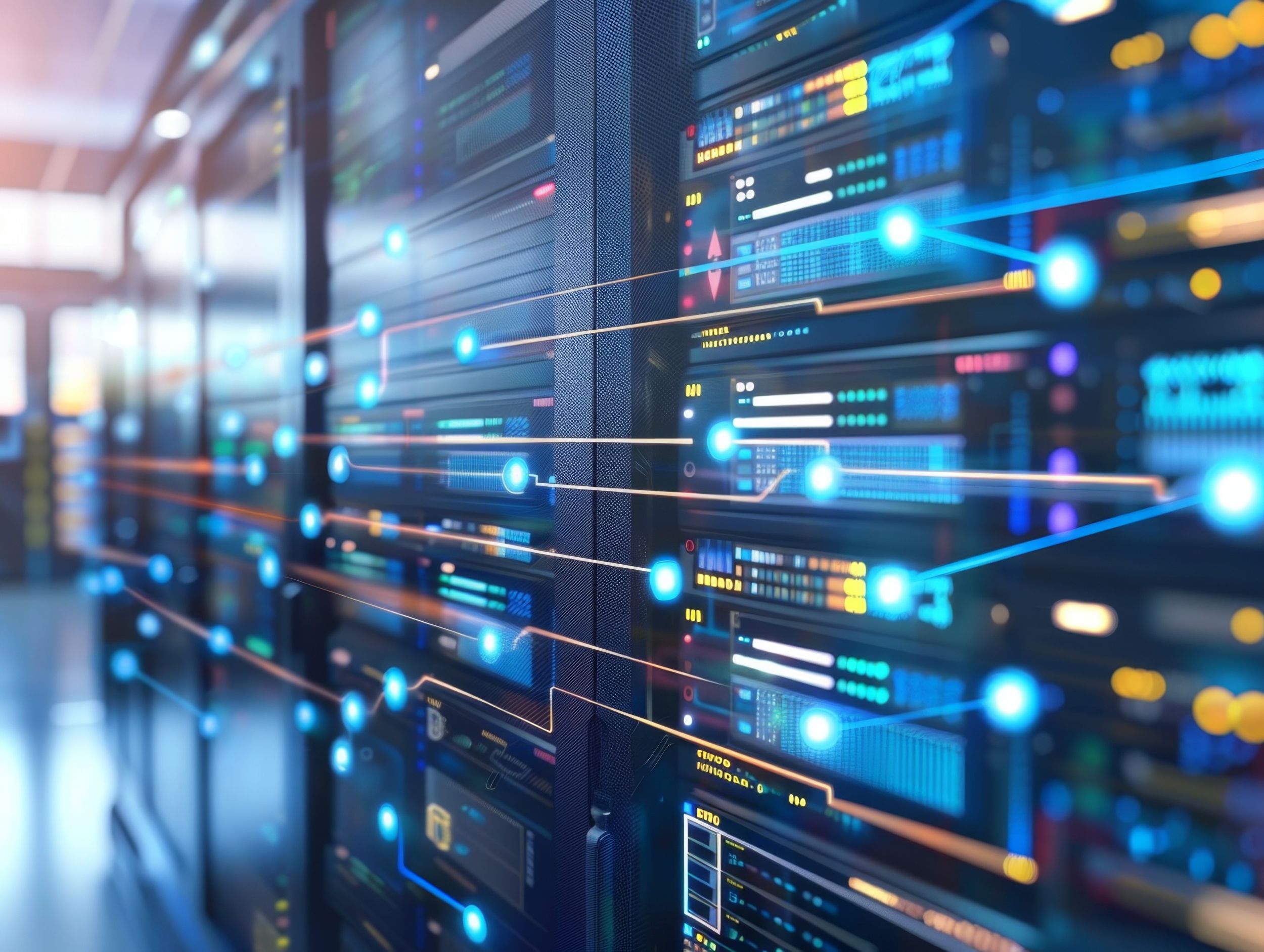 Adatközponti szerverek illusztráció