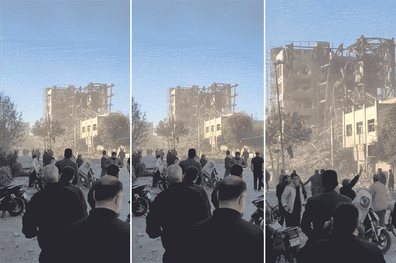 Clădire avariată în orașul iranian Qom. Foto: X