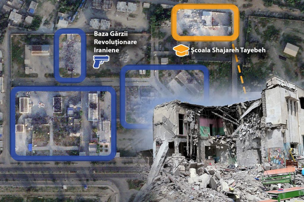 Ce arată imaginile din satelit despre atacul asupra școlii iraniene Foto: Profimedia / Colaj HotNews - Ion Mateș