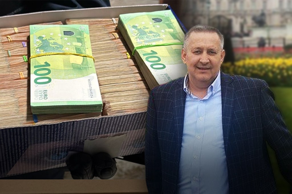 Cristian Anton și banii găsiți la casa lui. Foto: surse Snoop.