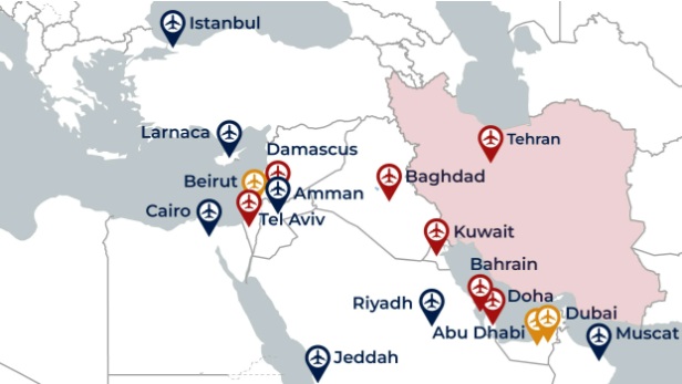 ULTIMA ORĂ: Harta aeroporturilor de unde se zboară din Orientul Mijlociu