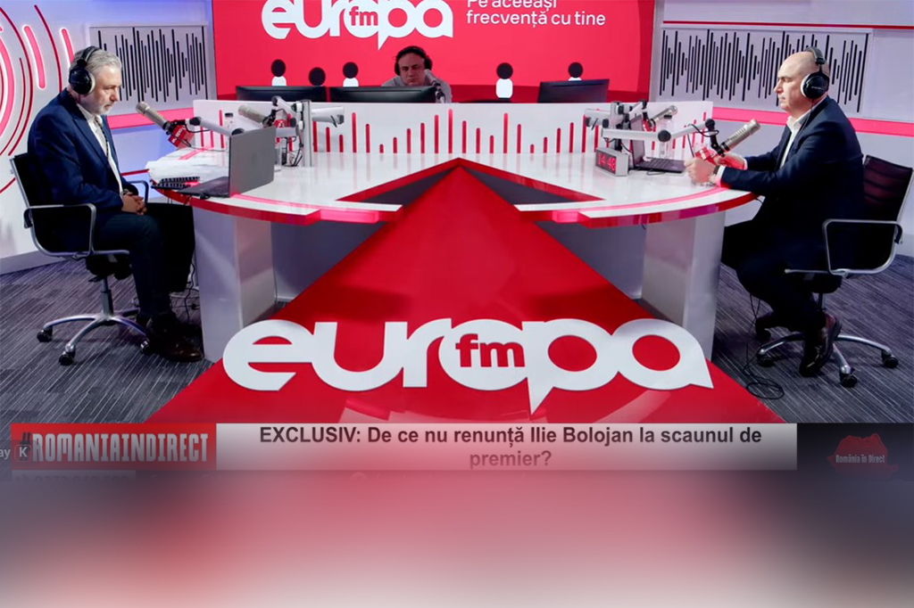 Ilie Bolojan, în direct la EuropaFM, în dialog cu Cătălin Striblea Foto: captură Europa FM