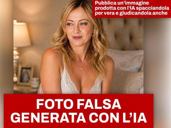 O fotografie cu tentă erotică cu Giorgia Meloni a devenit virală pe Facebook. „E un fals făcut cu AI. Trebuie să recunosc că m-a și îmbunătățit destul de mult”