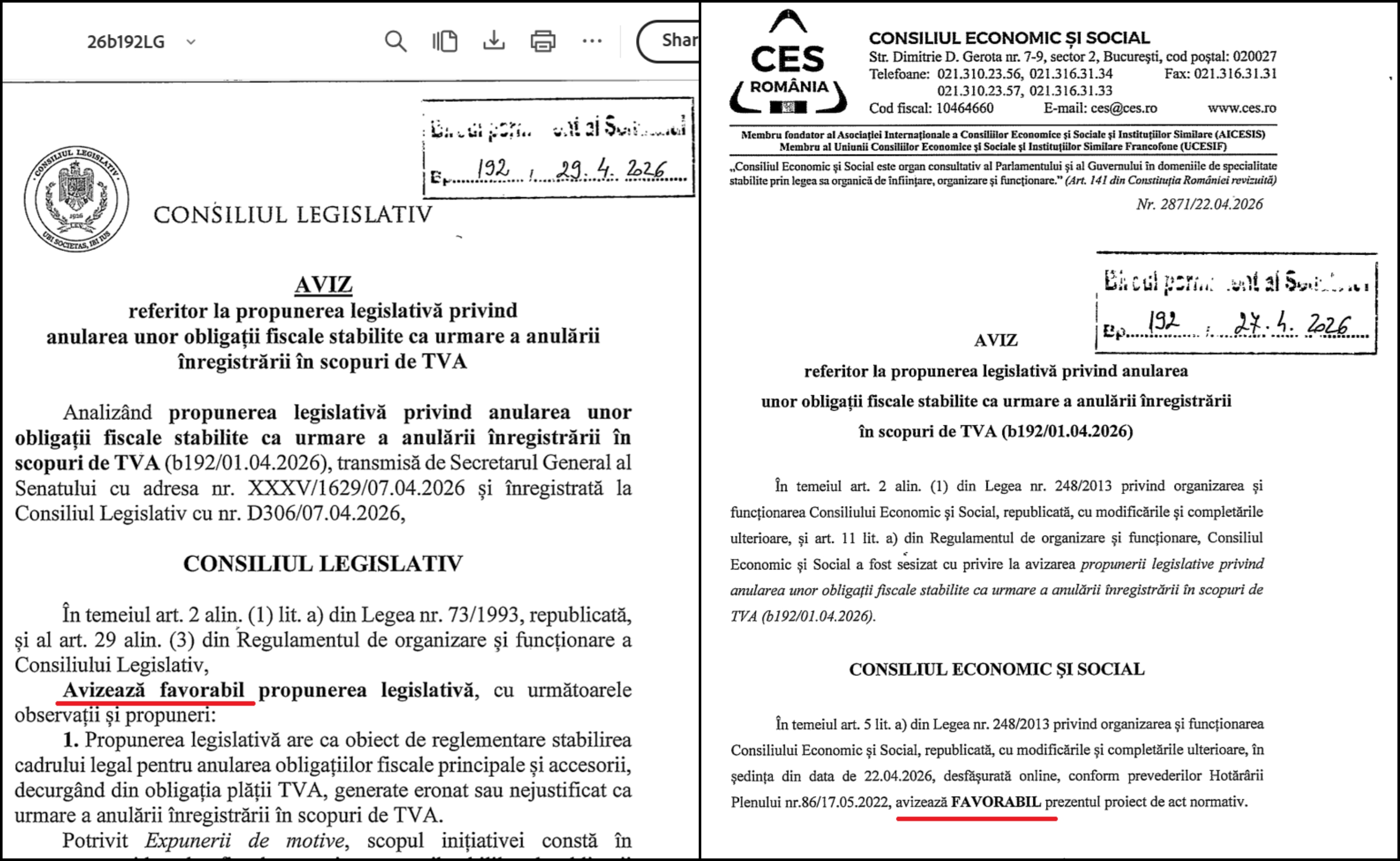 Amnistie fiscală pentru firmele cărora ANAF le cere TVA din urmă: Propunerea de lege de la Senat a primit avize favorabile de la Consiliul Legislativ și Consiliul Economic și Social