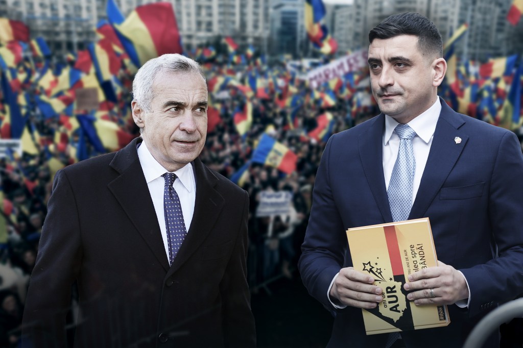Călin Georgescu și George Simion. Inquam Photos / Octav Ganea și George Călin. Colaj: Ion Mateș / HotNews