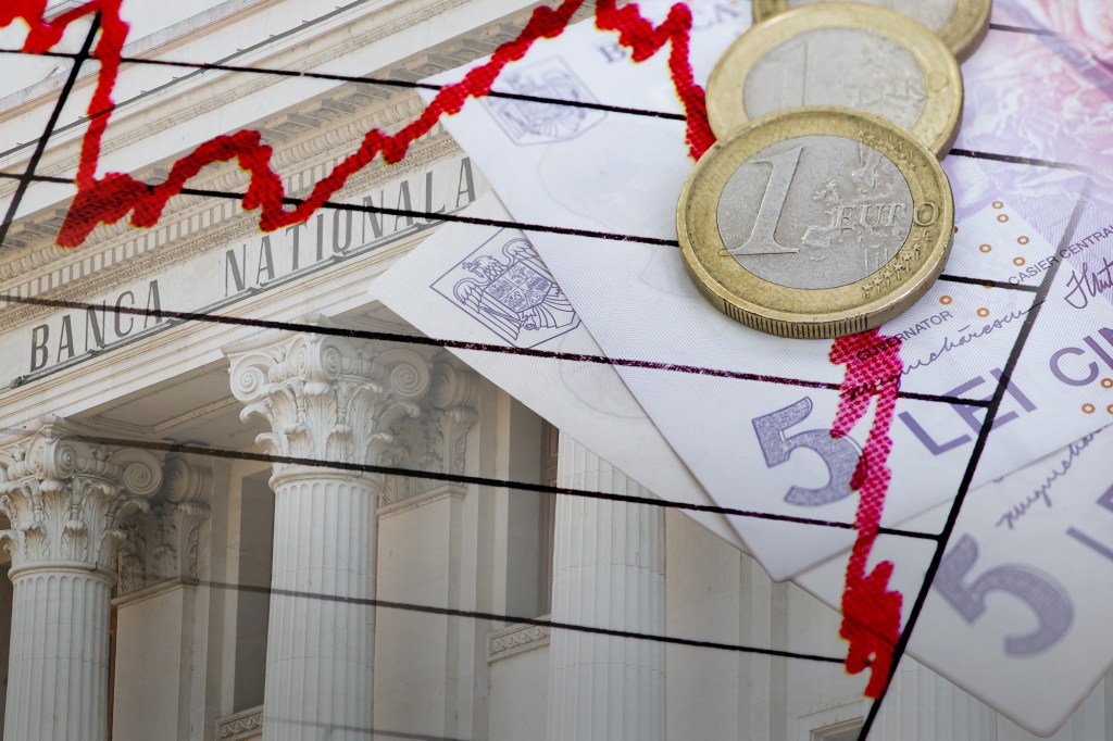 Cursul valutar RON - EURO, imagine ilustrativă. Foto: Dreamstime. Colaj: Ion Mateș / HotNews
