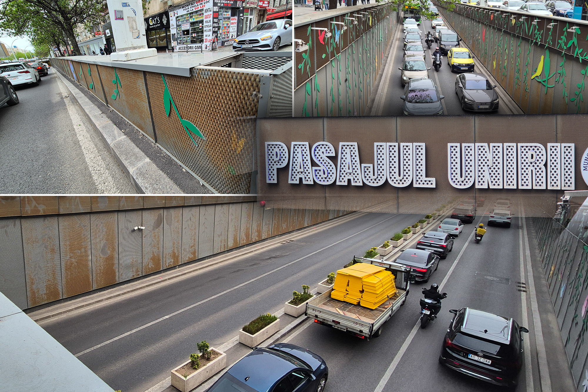 FOTO Pasajul Unirii, renovat acum patru ani și împodobit cu flori și fluturi, a ruginit / Lucrările au costat 12 milioane de euro