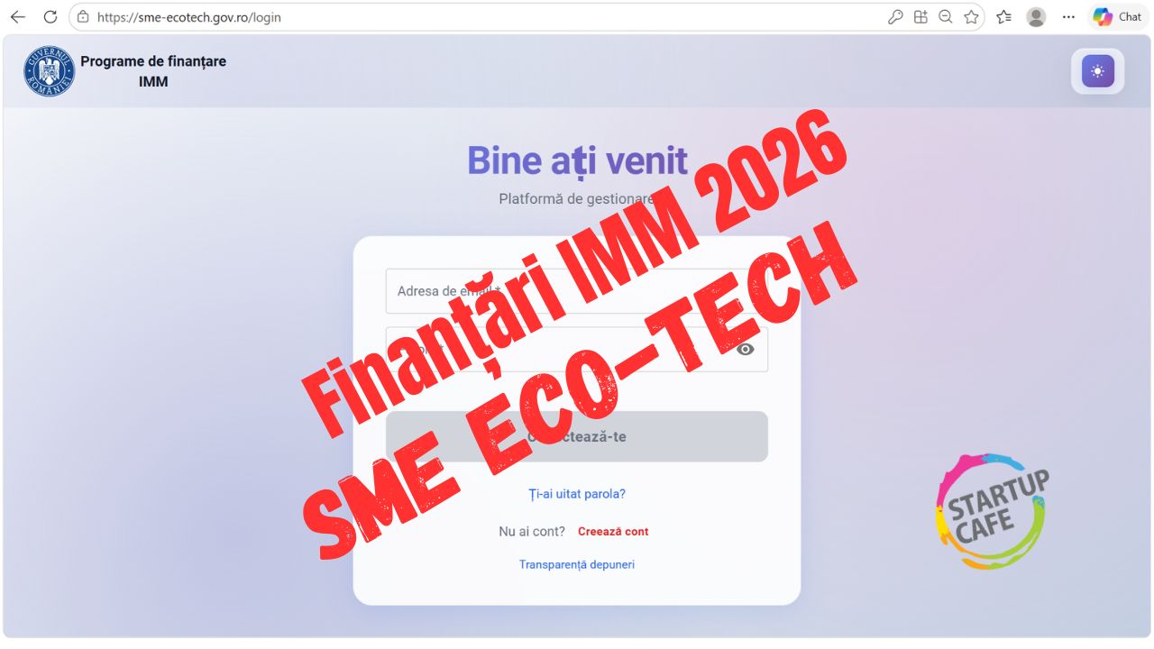Finanțări IMM 2026: Azi, de la ora 10.00, este programată deschiderea programului SME Eco-Tech, în valoare totală de 288 milioane lei. Primul venit – primul servit