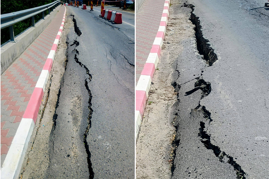 Crăpături adânci și pericol de surpare pe un impor