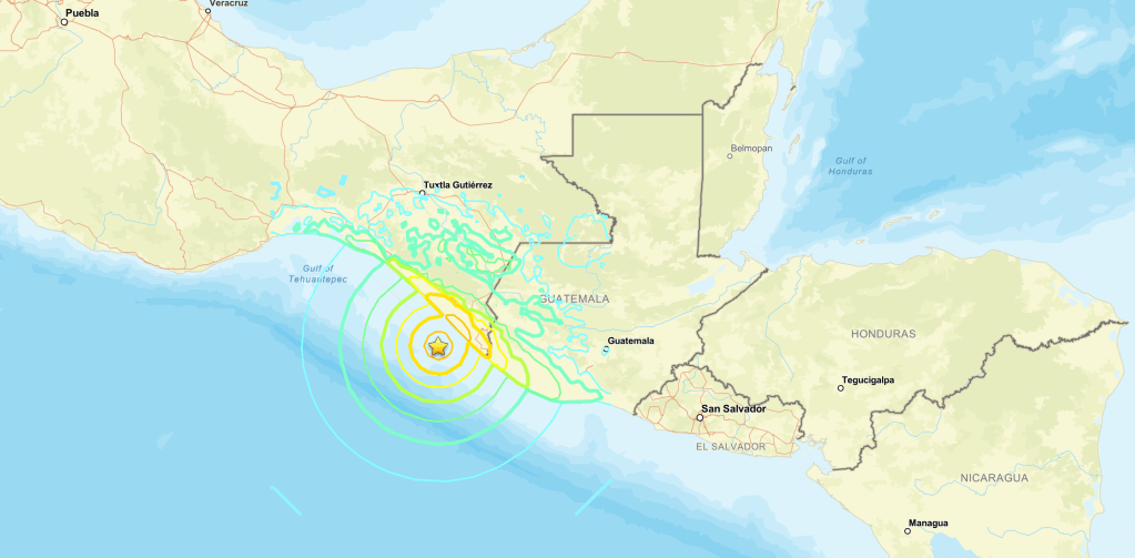Cutremur puternic în Pacific, la granița dintre Mexic și Guatemala. A fost emisă o alertă de tsunami