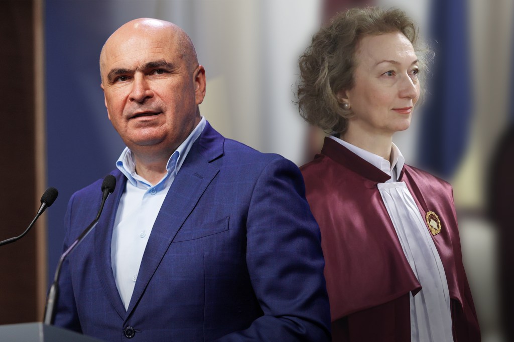 Premierul interimar Ilie Bolojan și președinta CCR Simina Tănăsescu. Inquam Photos / Mălina Norocea și George Călin. Colaj: Ion Mateș / HotNews