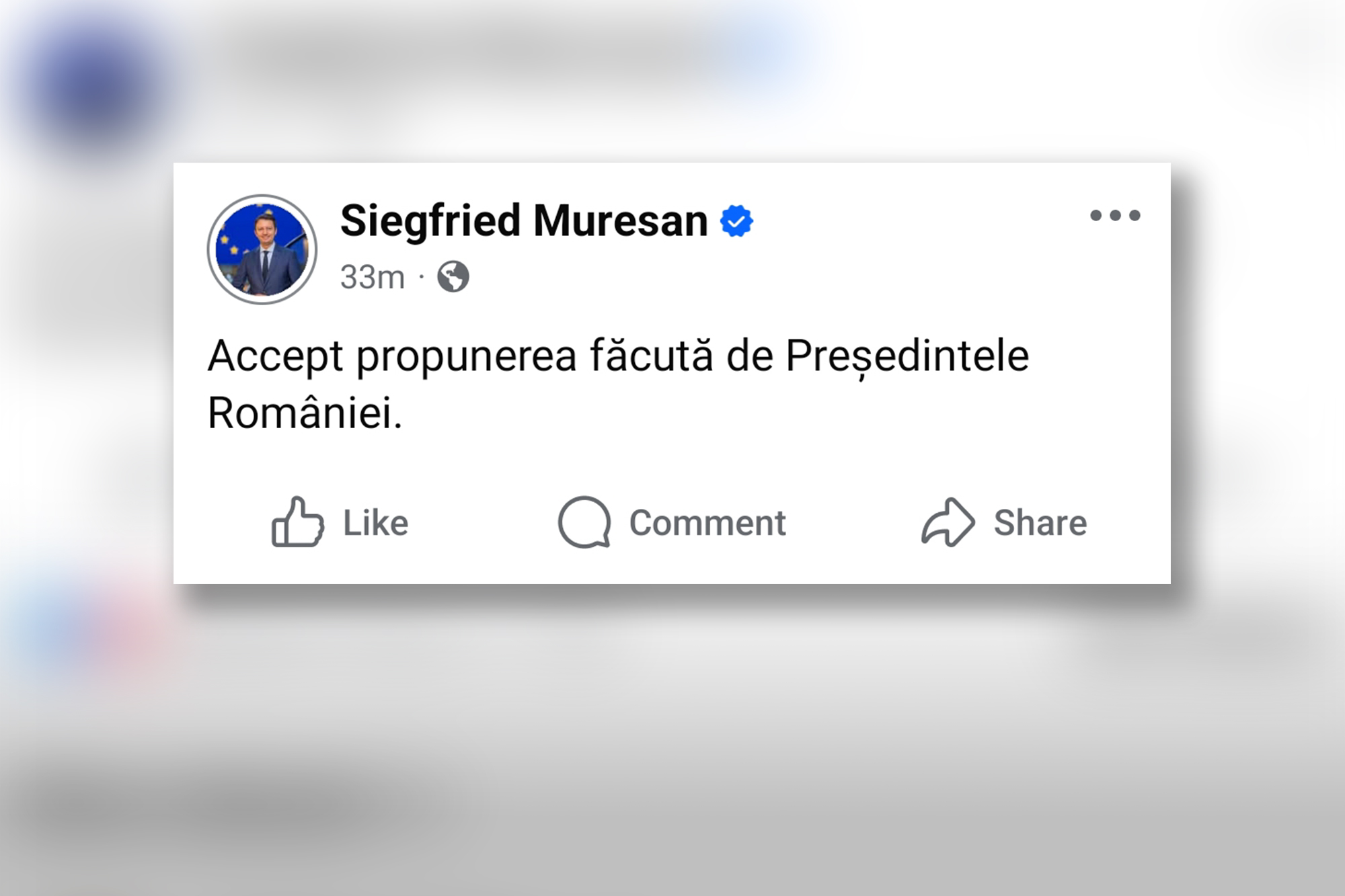 Siegfried Mureșan anunță că a acceptat propunerea președintelui de a fi desemnat premier