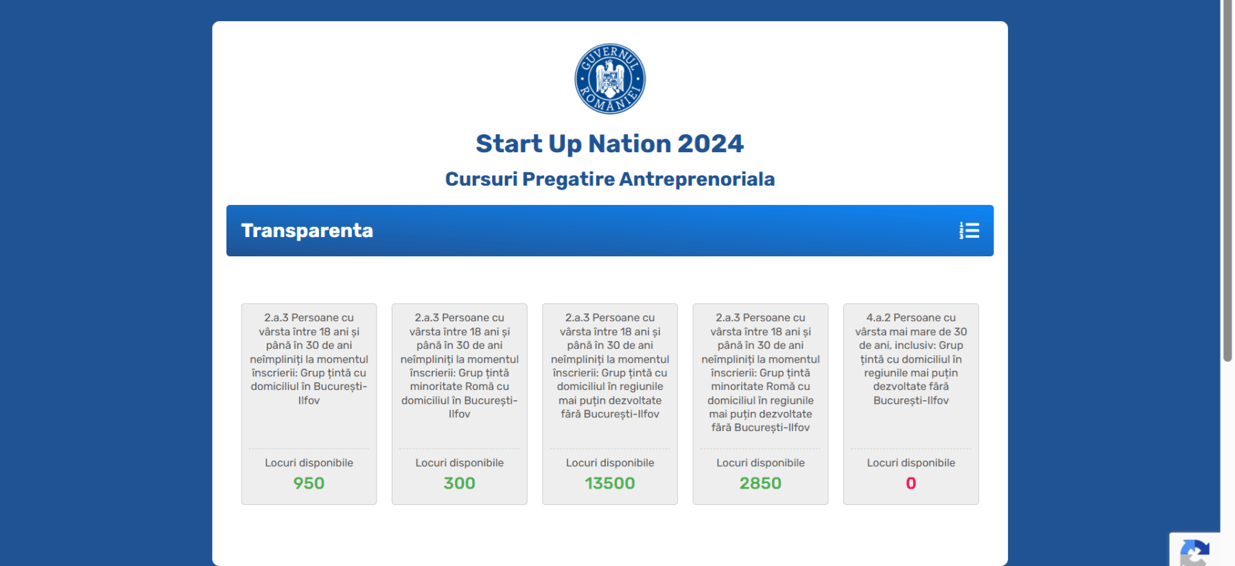 Blocaj temporar la înscrierile Startup Nation 2026