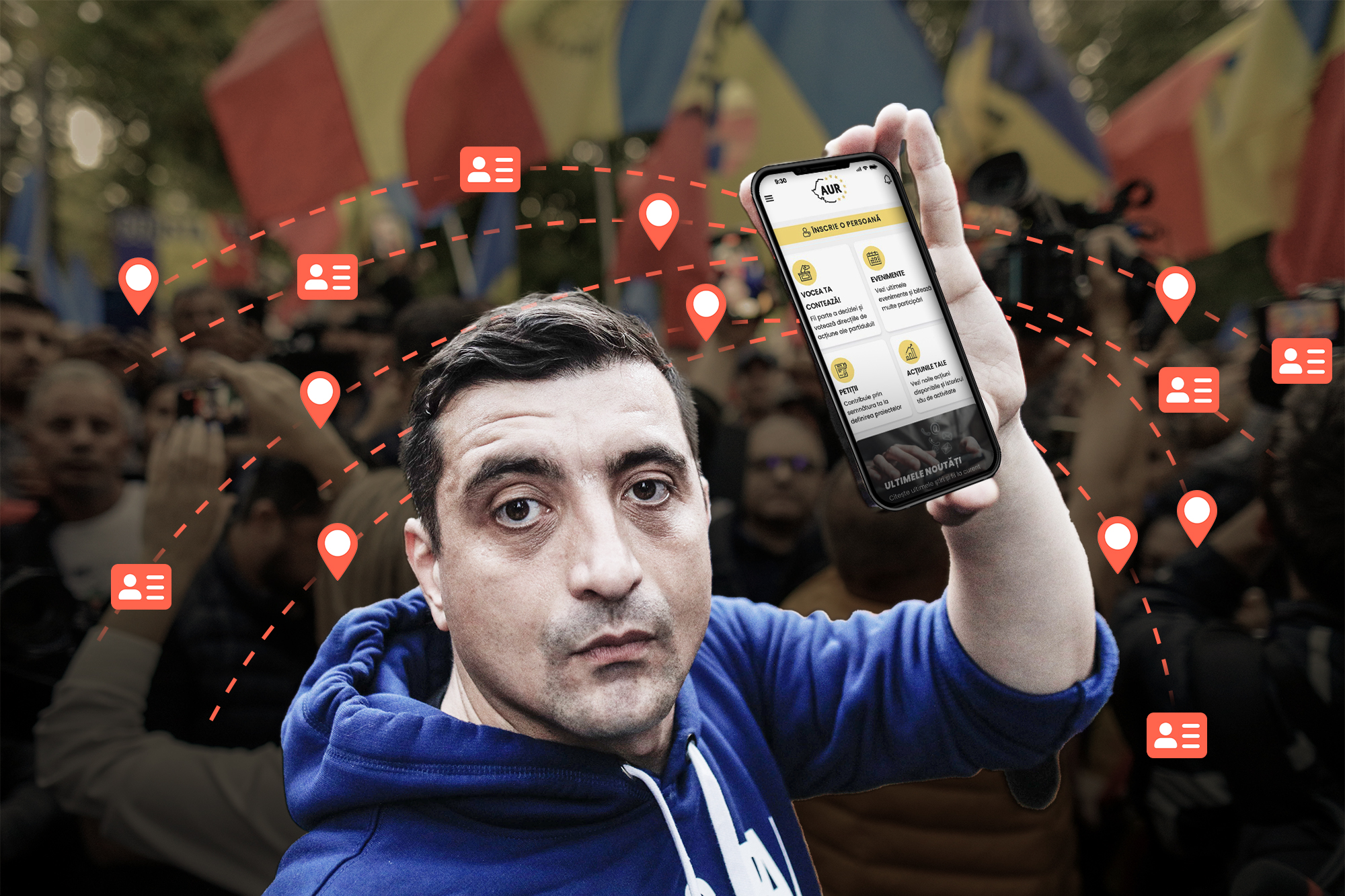INVESTIGAȚIE. Prin aplicația sa, AUR știe în orice moment unde sunt localizați membrii săi / Cum a funcționat softul AUR la protestul ciobanilor