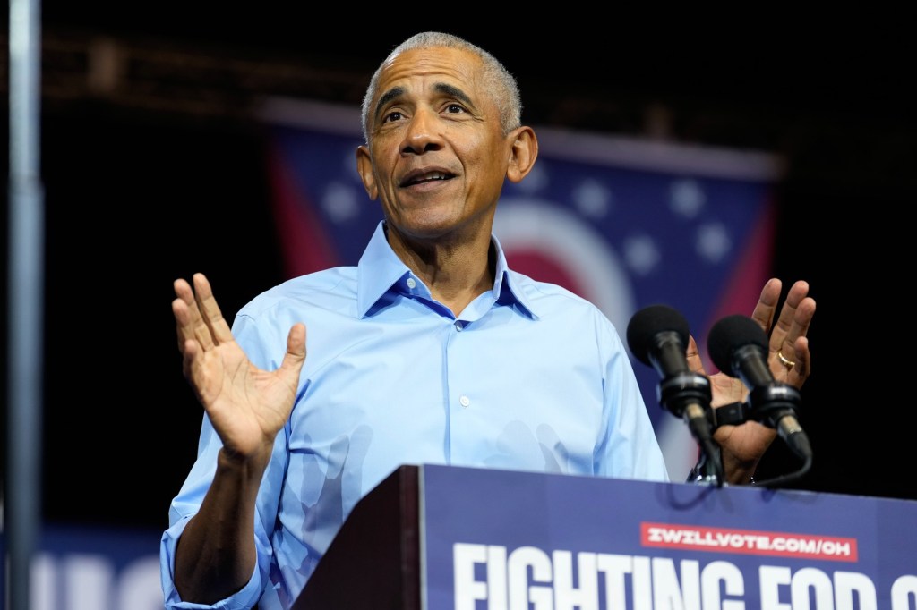 Barack Obama, la un miting al democraților în Cleveland, Ohio, 24 octombrie 2026. Foto: Sue Ogrocki / AP / Profimedia