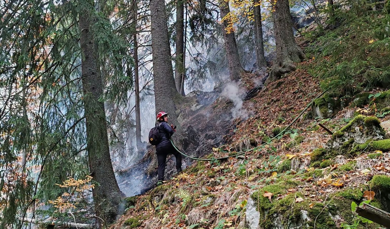 Incendiu de vegetație în Parcul Național Retezat, cu foc răzleț care persistă de peste două săptămâni